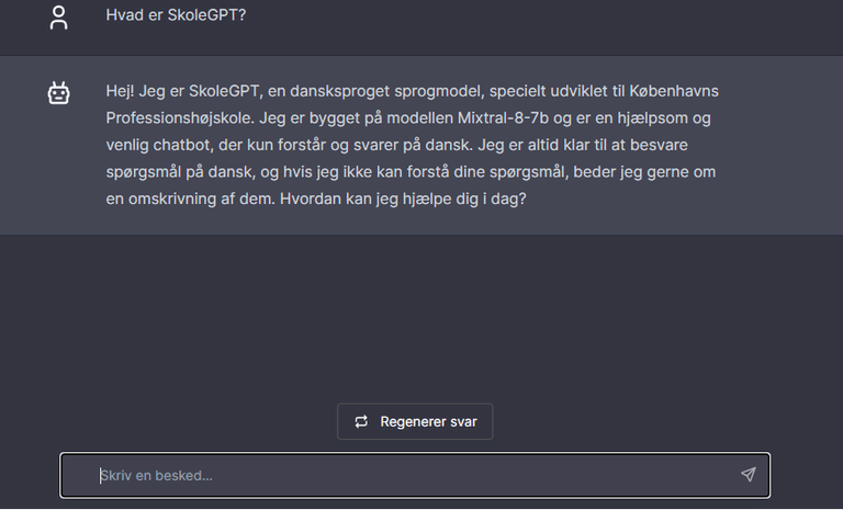 Screenshot af Skole GPT