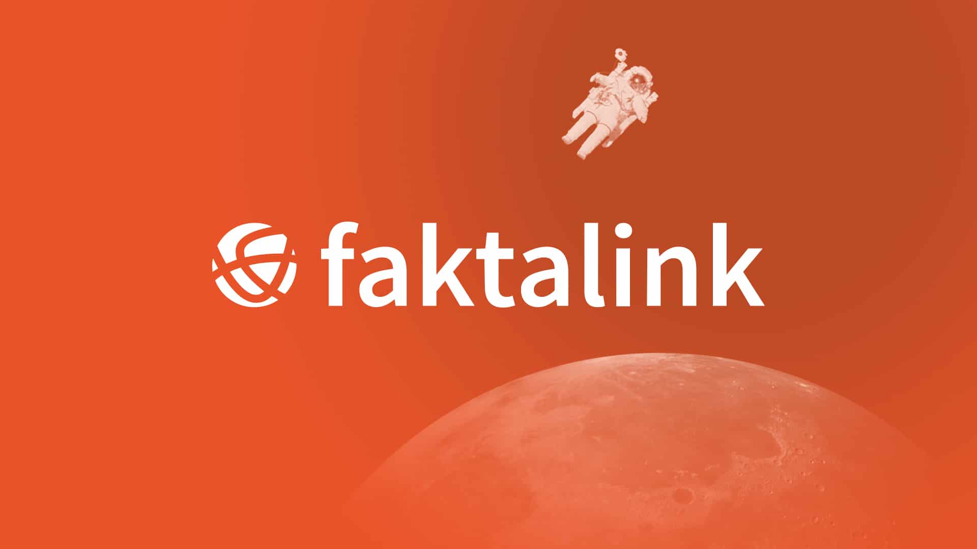 Faktalink logo på baggrund af foto med mand på månen