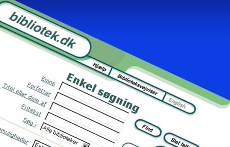 Skærmbillede af gammel udgave af Bibliotek.dk