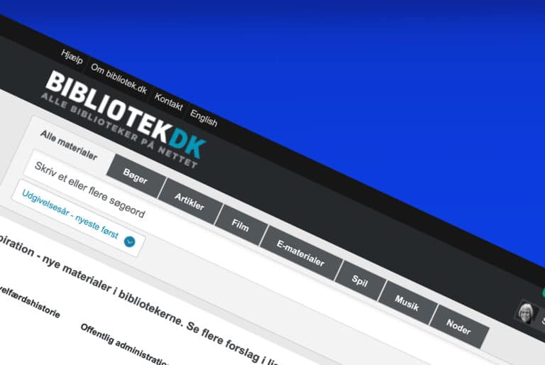 Skærmbillede af gammel udgave af Bibliotek.dk